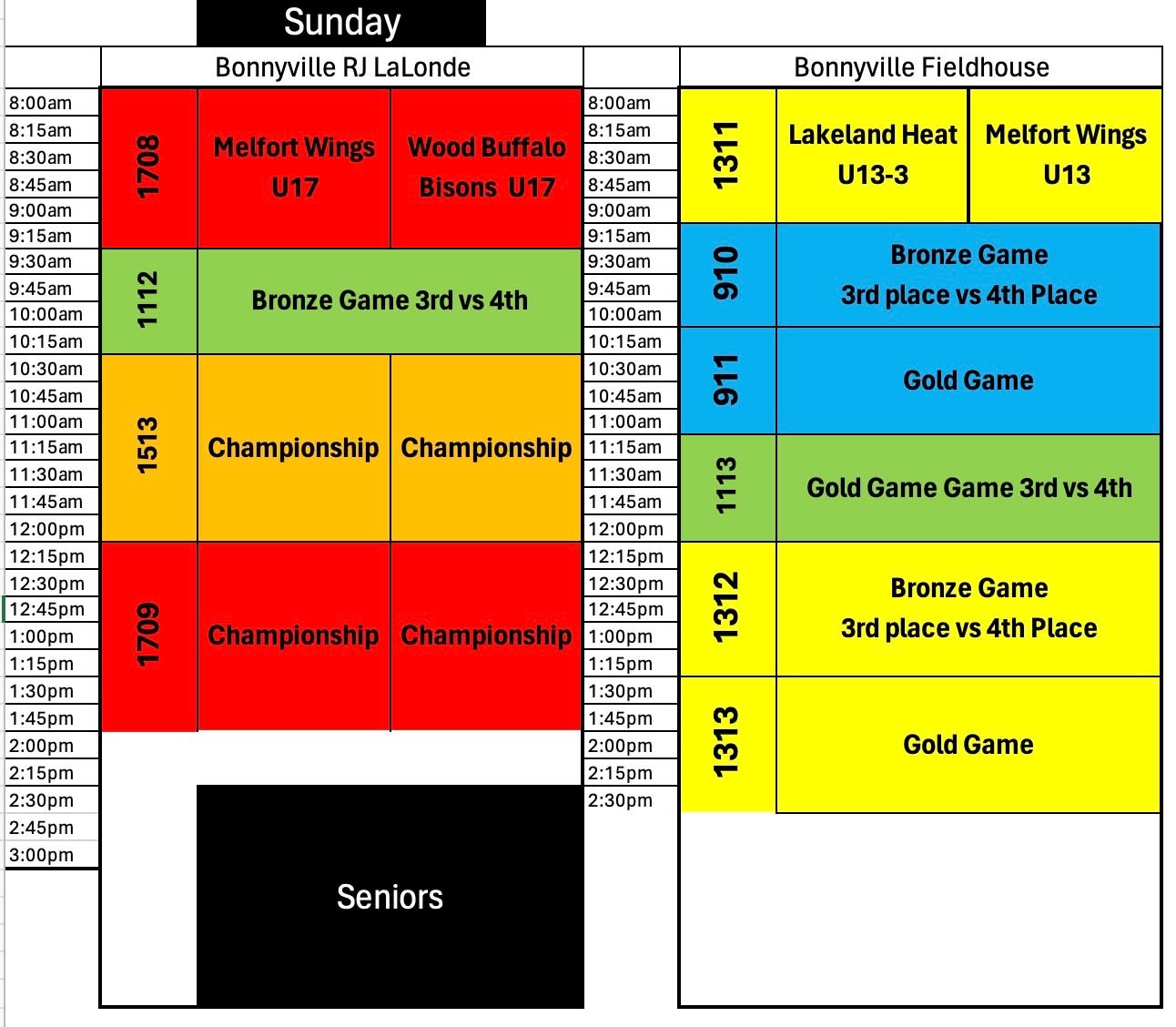 Sunday Schedule 2025